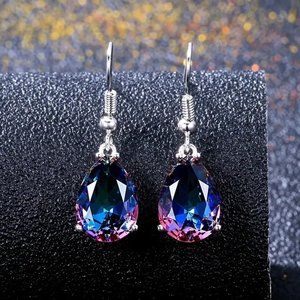 NWT Fashion Dangle Luxury Sparkling Water Drops Colorful Earrings